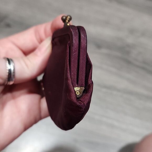 RARE Vintage EGGPLANT Mini Kisslock Coinpurse - Picture 5 of 6